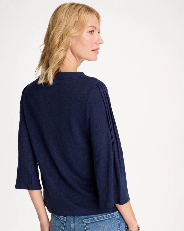 Linen Pleated Pintuck Tee - image 3